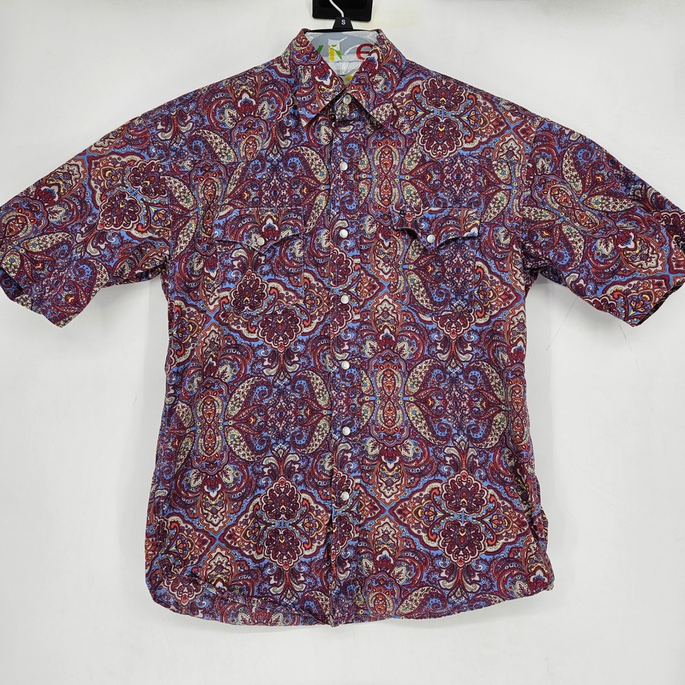 Stetson Pearl Snap Shirt Mens Medium Colorful Paisley‎ Western Rodeo Long Sleeve